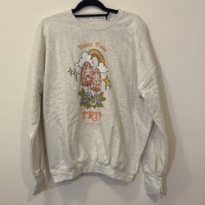 The Laundry Room Enjoy Your Trip Mushroom Oversized Crewneck Sweatshirt NWT